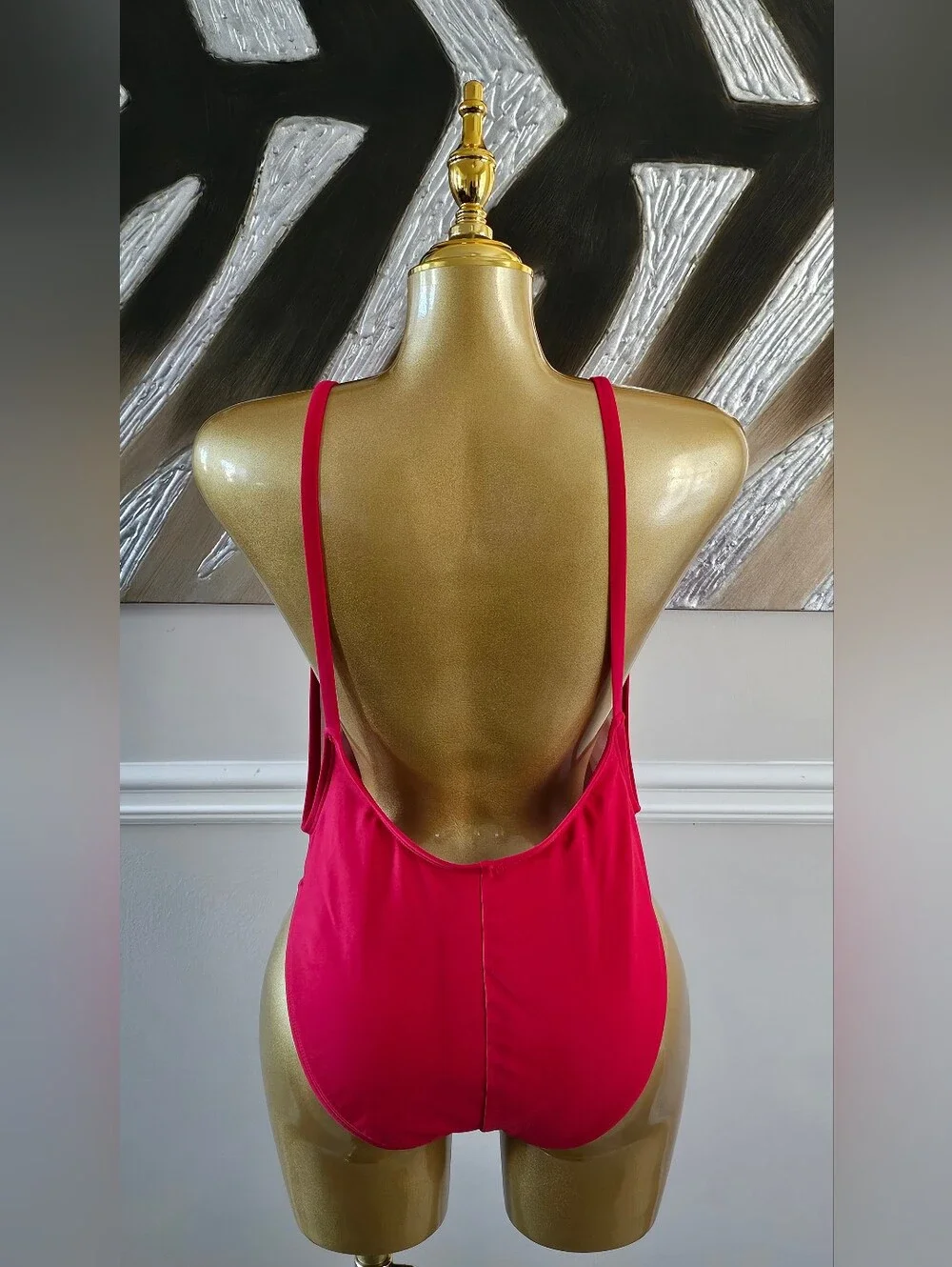 Baywatch Red Medium One Piece Swimsuit Low Back Graphic Swimwear